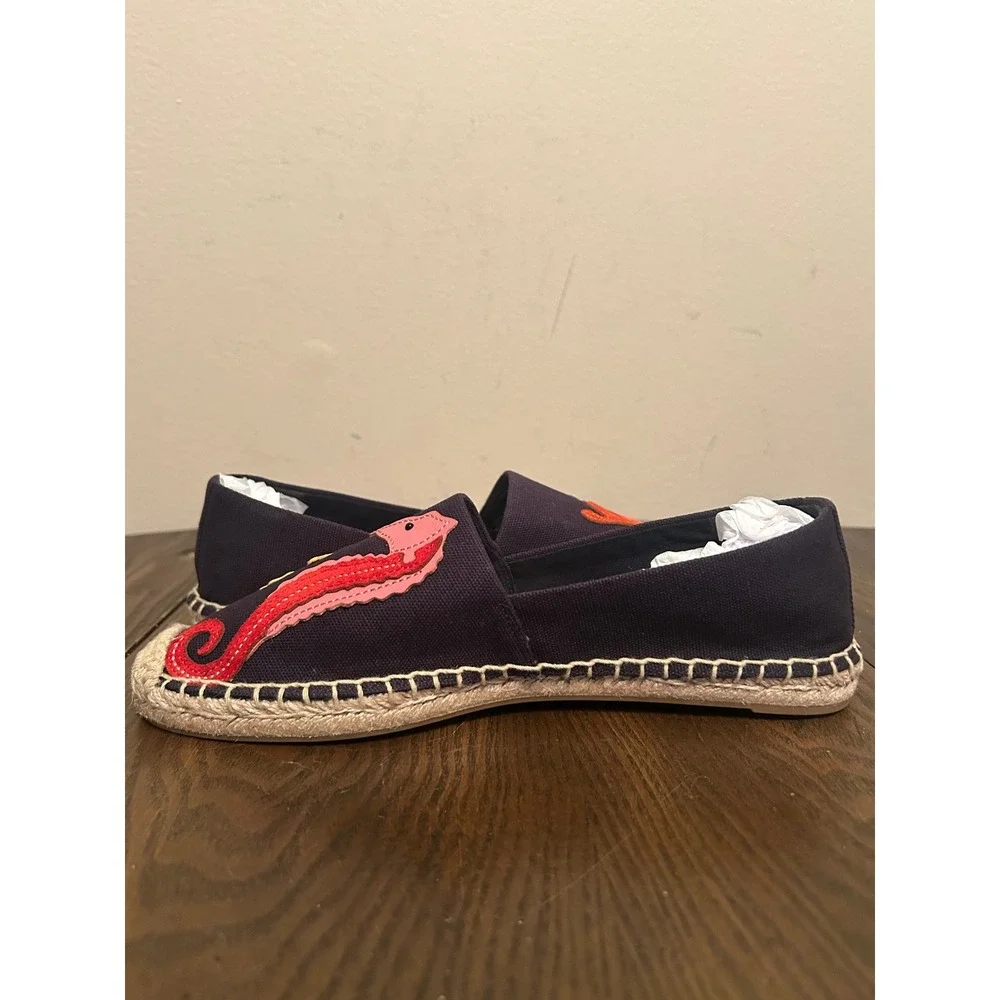 Tory Burch SeaHorse Espadrille Women's Flats Size 7.5 M Navy Blue